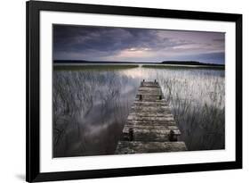 Lake Usma Viewed from a Mooring Stage on Moricsala Island with Dark Clouds, Moricsala, Latvia-López-Framed Photographic Print