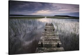 Lake Usma Viewed from a Mooring Stage on Moricsala Island with Dark Clouds, Moricsala, Latvia-López-Stretched Canvas