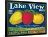 Lake View Apple Label - Watsonville, CA-Lantern Press-Framed Art Print