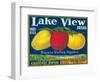Lake View Apple Label - Watsonville, CA-Lantern Press-Framed Art Print