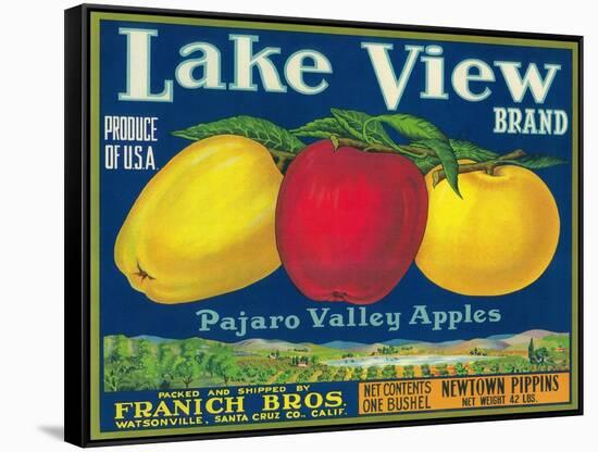 Lake View Apple Label - Watsonville, CA-Lantern Press-Framed Stretched Canvas