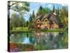 Lake View Cottage (Variant 1)-Dominic Davison-Stretched Canvas