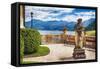 Lake View From a Villa Terrace, Lake Como, Italy-George Oze-Framed Stretched Canvas