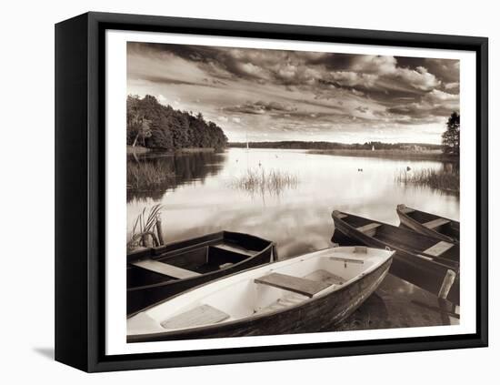 LAKE W BOATS-null-Framed Stretched Canvas