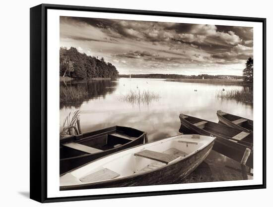 LAKE W BOATS-null-Framed Stretched Canvas