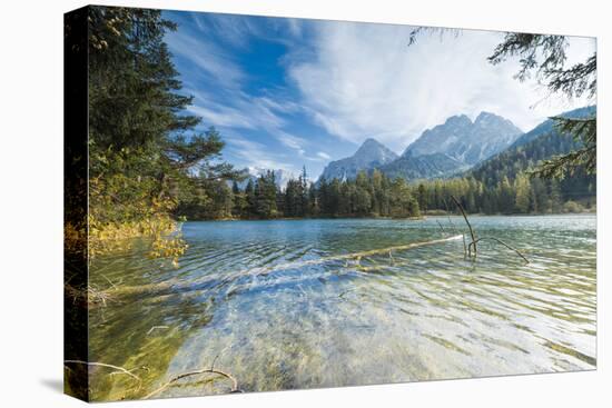 Lake Weissensee surrounded by woods with the Alps in the background, Biberwier, Carinthia, Tyrol, A-Roberto Moiola-Stretched Canvas