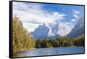 Lake Weissensee surrounded by woods with the Alps in the background, Biberwier, Carinthia, Tyrol, A-Roberto Moiola-Framed Stretched Canvas