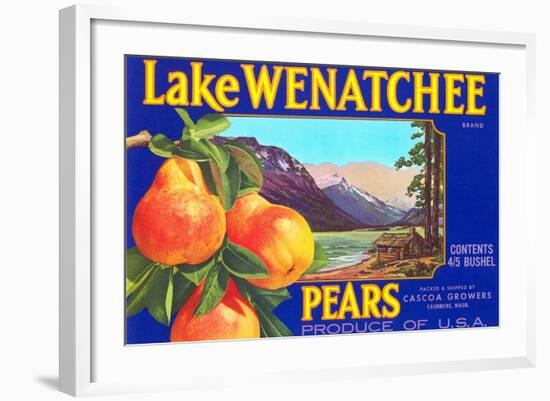 Lake Wenatchee Pear Label-null-Framed Art Print