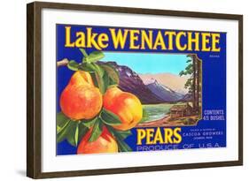 Lake Wenatchee Pear Label-null-Framed Art Print