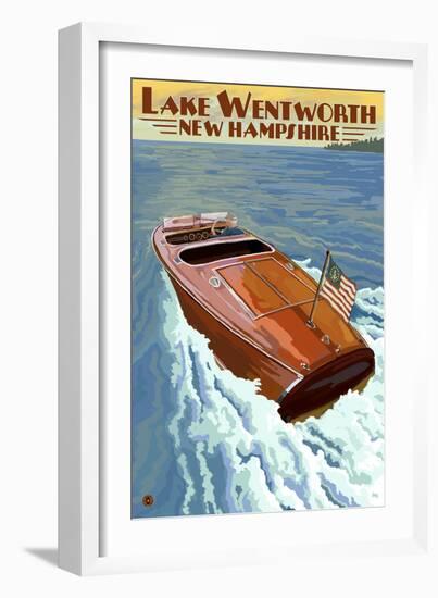 Lake Wentworth, New Hampshire - Wooden Boat-Lantern Press-Framed Art Print