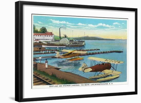 Lake Winnepesaukee, New Hampshire - Seaplanes at the Weirs-Lantern Press-Framed Art Print