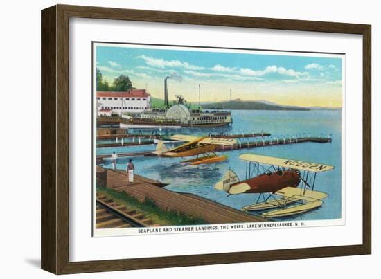 Lake Winnepesaukee, New Hampshire - Seaplanes at the Weirs-Lantern Press-Framed Art Print