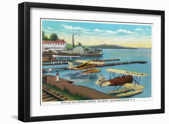 Lake Winnepesaukee, New Hampshire - Seaplanes at the Weirs-Lantern Press-Framed Art Print