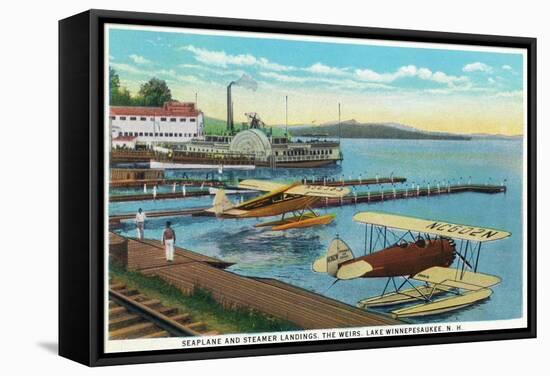 Lake Winnepesaukee, New Hampshire - Seaplanes at the Weirs-Lantern Press-Framed Stretched Canvas