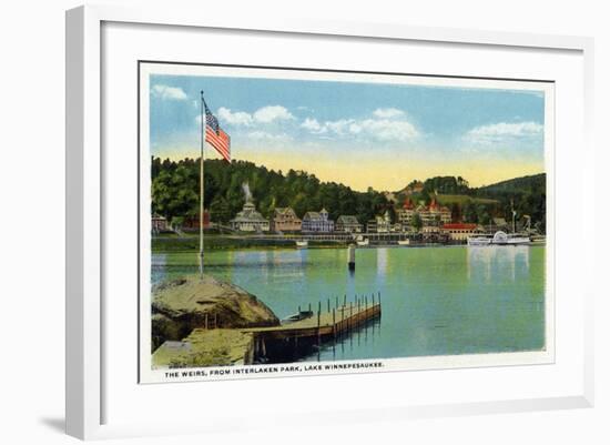 Lake Winnipesaukee, Maine - Interlaken Park View of the Weirs-Lantern Press-Framed Art Print