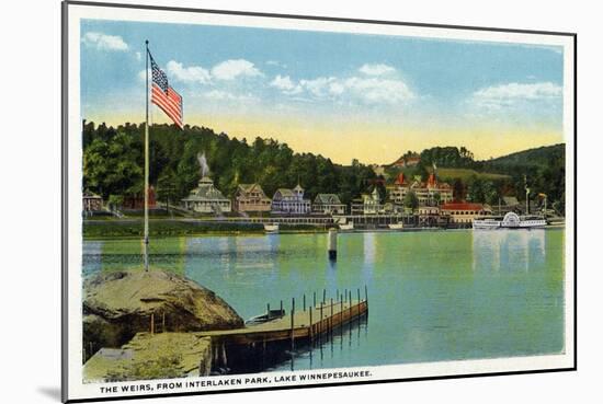 Lake Winnipesaukee, Maine - Interlaken Park View of the Weirs-Lantern Press-Mounted Art Print
