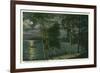 Lake Winnipesaukee, Maine - Moonlit Scene on the Lake-Lantern Press-Framed Art Print