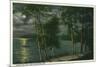 Lake Winnipesaukee, Maine - Moonlit Scene on the Lake-Lantern Press-Mounted Premium Giclee Print