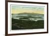 Lake Winnipesaukee, Maine - Mt. Major Aerial View of Rattlesnake Island, Lake-Lantern Press-Framed Art Print