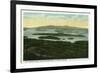 Lake Winnipesaukee, Maine - Mt. Major Aerial View of Rattlesnake Island, Lake-Lantern Press-Framed Art Print