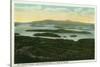 Lake Winnipesaukee, Maine - Mt. Major Aerial View of Rattlesnake Island, Lake-Lantern Press-Stretched Canvas