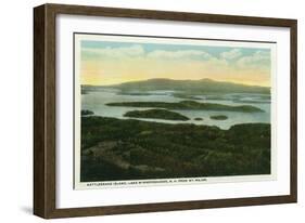 Lake Winnipesaukee, Maine - Mt. Major Aerial View of Rattlesnake Island, Lake-Lantern Press-Framed Art Print