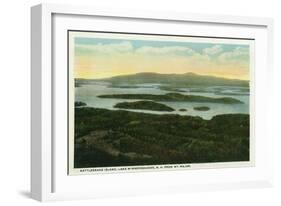 Lake Winnipesaukee, Maine - Mt. Major Aerial View of Rattlesnake Island, Lake-Lantern Press-Framed Art Print