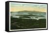 Lake Winnipesaukee, Maine - Mt. Major Aerial View of Rattlesnake Island, Lake-Lantern Press-Framed Stretched Canvas