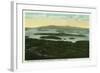 Lake Winnipesaukee, Maine - Mt. Major Aerial View of Rattlesnake Island, Lake-Lantern Press-Framed Art Print