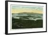 Lake Winnipesaukee, Maine - Mt. Major Aerial View of Rattlesnake Island, Lake-Lantern Press-Framed Art Print