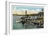 Lake Winnipesaukee, Maine - Mt. Washington, Gov. Endicott Steamers Docked-Lantern Press-Framed Art Print