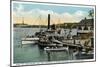 Lake Winnipesaukee, Maine - Mt. Washington, Gov. Endicott Steamers Docked-Lantern Press-Mounted Art Print