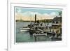 Lake Winnipesaukee, Maine - Mt. Washington, Gov. Endicott Steamers Docked-Lantern Press-Framed Premium Giclee Print