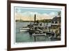 Lake Winnipesaukee, Maine - Mt. Washington, Gov. Endicott Steamers Docked-Lantern Press-Framed Premium Giclee Print