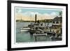 Lake Winnipesaukee, Maine - Mt. Washington, Gov. Endicott Steamers Docked-Lantern Press-Framed Premium Giclee Print