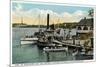 Lake Winnipesaukee, Maine - Mt. Washington, Gov. Endicott Steamers Docked-Lantern Press-Mounted Premium Giclee Print