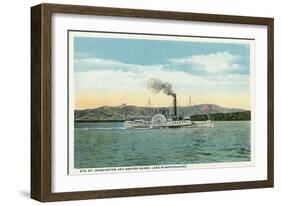 Lake Winnipesaukee, Maine - Mt. Washington Steamer, Ossipee Range View-Lantern Press-Framed Art Print