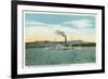 Lake Winnipesaukee, Maine - Mt. Washington Steamer, Ossipee Range View-Lantern Press-Framed Premium Giclee Print