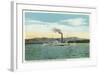 Lake Winnipesaukee, Maine - Mt. Washington Steamer, Ossipee Range View-Lantern Press-Framed Art Print