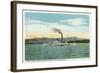 Lake Winnipesaukee, Maine - Mt. Washington Steamer, Ossipee Range View-Lantern Press-Framed Art Print