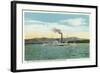 Lake Winnipesaukee, Maine - Mt. Washington Steamer, Ossipee Range View-Lantern Press-Framed Art Print