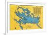 Lake Winnipesaukee, Maine - Roadmap of the Lake and Highways-Lantern Press-Framed Premium Giclee Print