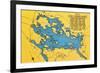 Lake Winnipesaukee, Maine - Roadmap of the Lake and Highways-Lantern Press-Framed Premium Giclee Print
