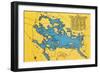 Lake Winnipesaukee, Maine - Roadmap of the Lake and Highways-Lantern Press-Framed Art Print