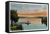 Lake Winnipesaukee, Maine - Sunset Scene on the Lake-Lantern Press-Framed Stretched Canvas