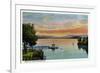 Lake Winnipesaukee, Maine - Sunset Scene on the Lake-Lantern Press-Framed Art Print