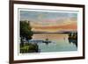 Lake Winnipesaukee, Maine - Sunset Scene on the Lake-Lantern Press-Framed Art Print