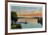 Lake Winnipesaukee, Maine - Sunset Scene on the Lake-Lantern Press-Framed Art Print