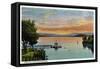 Lake Winnipesaukee, Maine - Sunset Scene on the Lake-Lantern Press-Framed Stretched Canvas