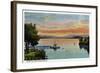 Lake Winnipesaukee, Maine - Sunset Scene on the Lake-Lantern Press-Framed Art Print